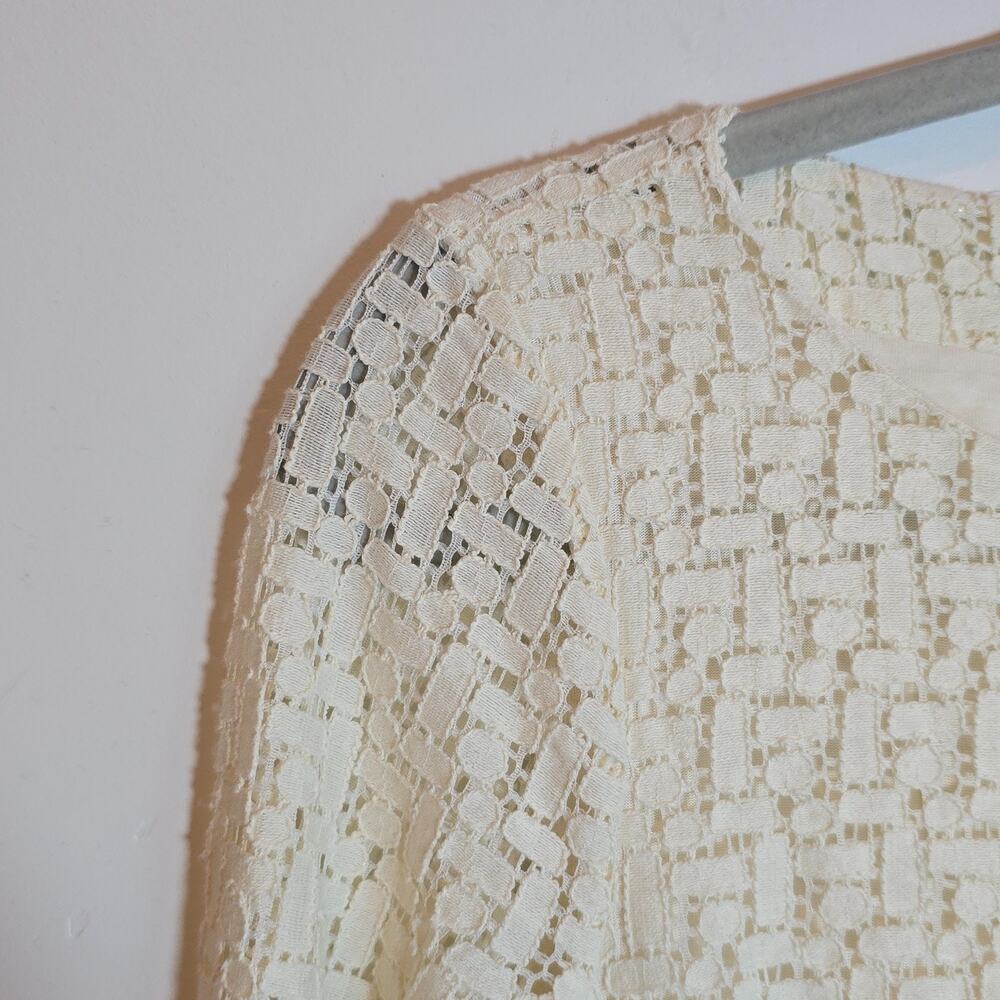 Banana Republic Ivory Lace Eyelet Long Sleeve Mini Dress Size S Stretch Lined - Picture 4 of 10